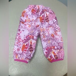 Patagonia Reversible Snow Pant. pink Owl design. EUC! Size 12 months.